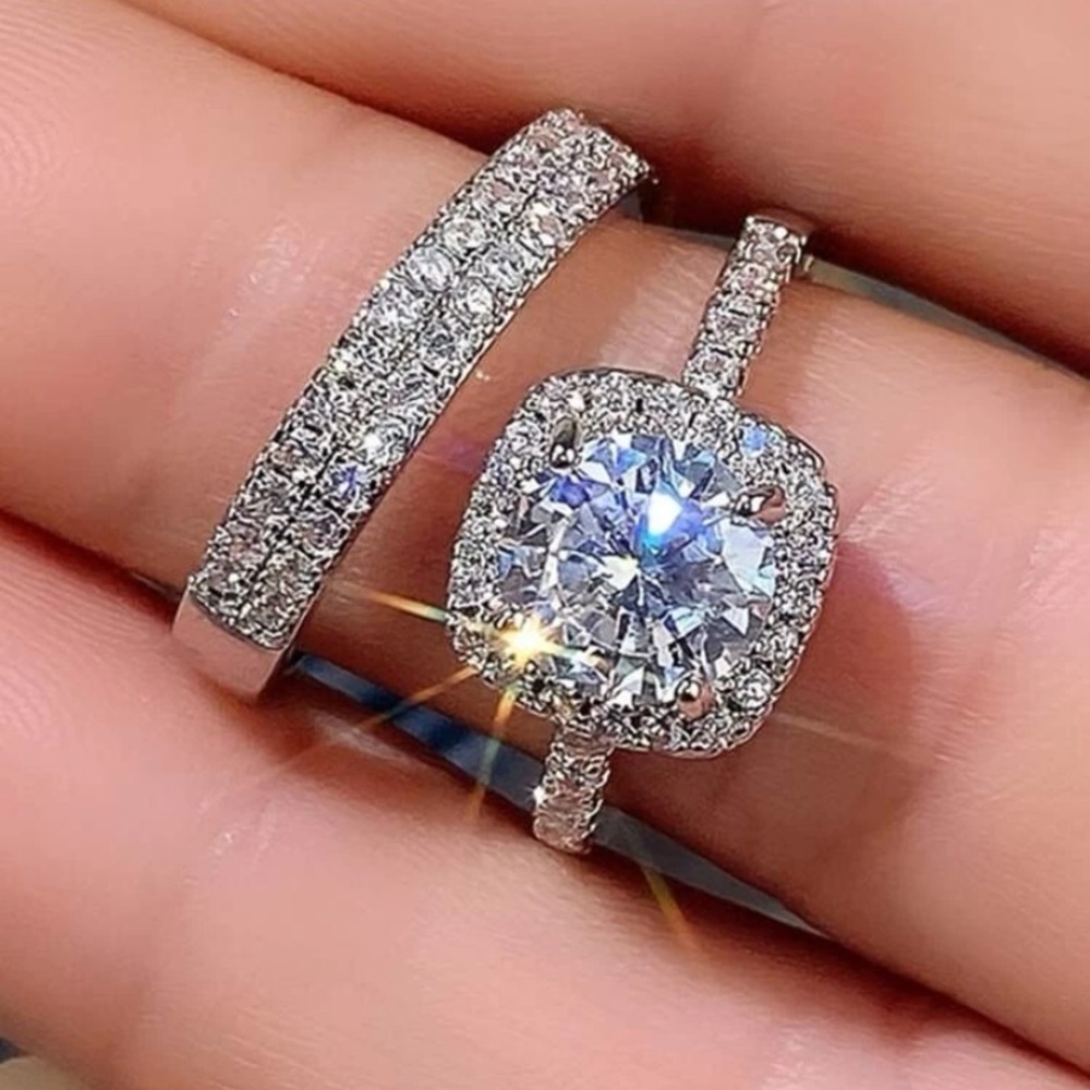 Silver Engagement Style Ring Set - Picture 3 of 3
